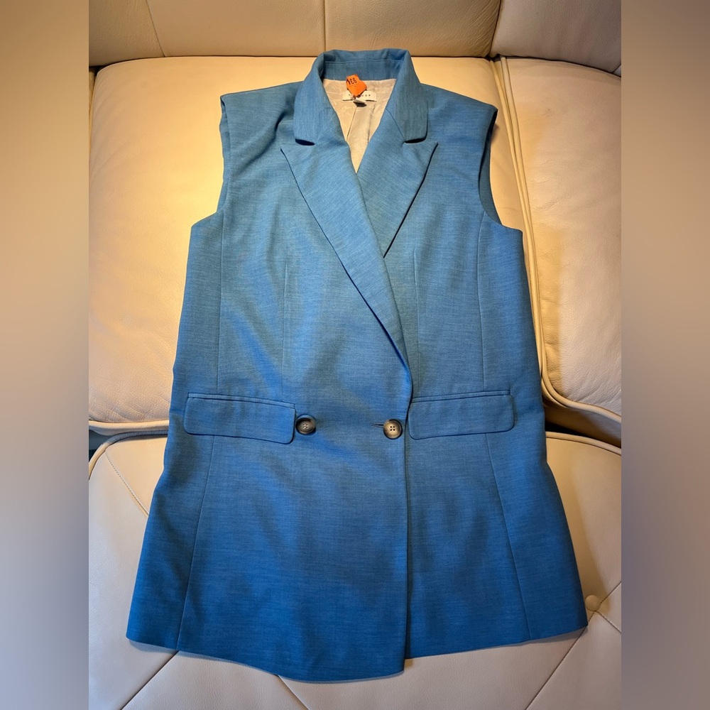 Topshop Blue Sleeveless Blazer